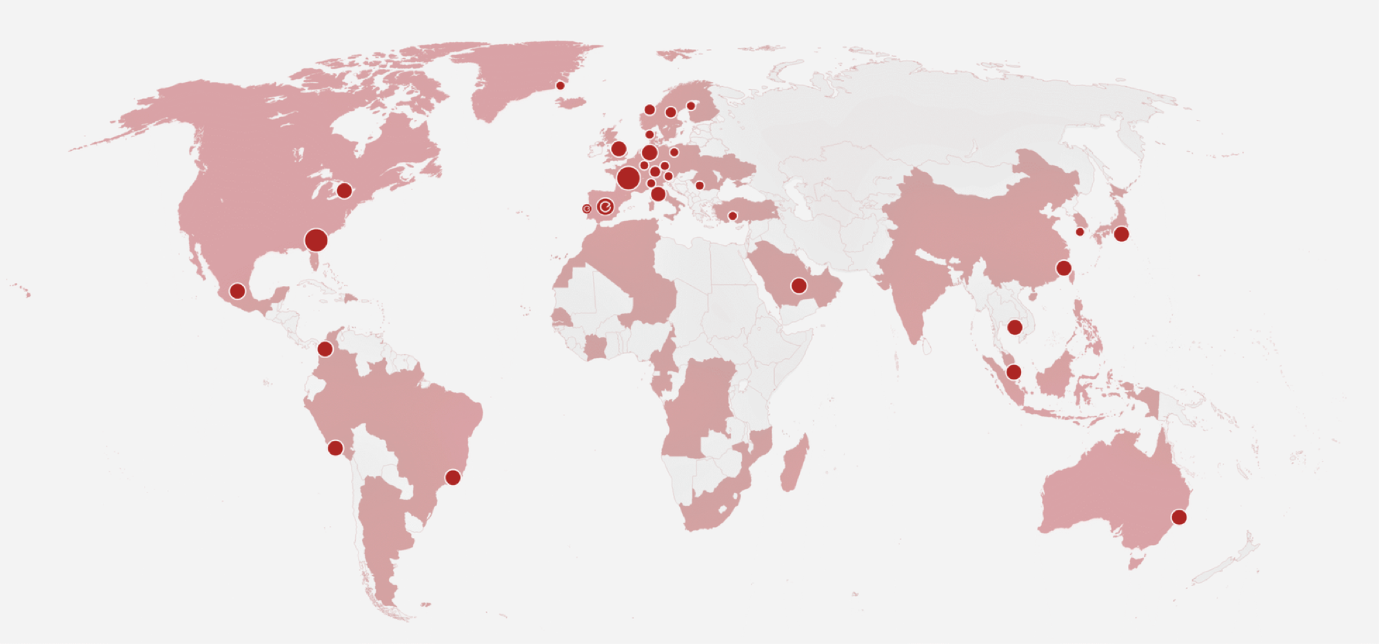 Mapa de la presencia mundial de Valtus Alliance